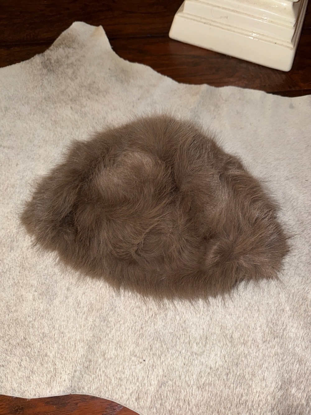 Plush Brown Faux Fur Bucket Hat Unisex